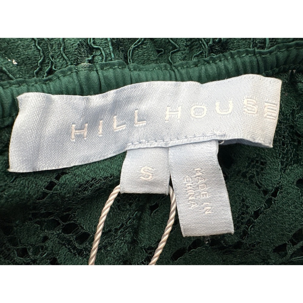 NWT Hill House Womens Green Floral Lace Long Sleeve Ruffle Blouse Sz S Victorian - Picture 3 of 9
